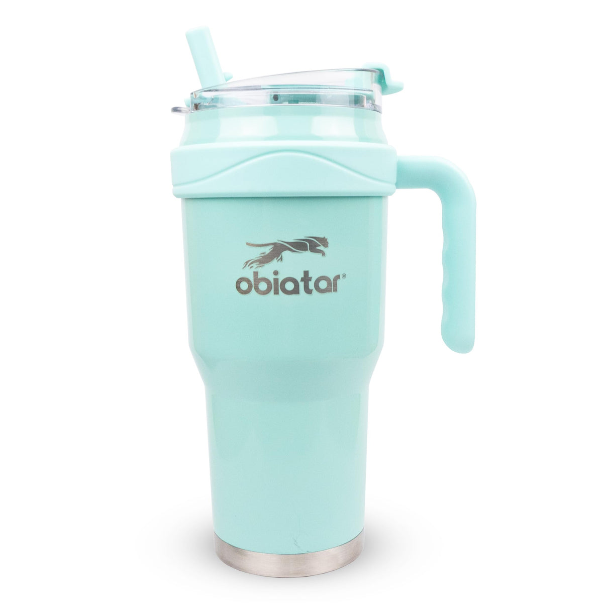 Obiatar 40oz Insulated Tumbler with Handle, Stainless Steel, Double Wall Vacuum Sealed, Leak-Proof Straw Lid