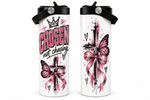 CHOSEN Not Chasing 20oz Christian Tumbler β Pink Butterfly Faith-Inspired Insulated Cup with Handle