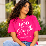 God Gives Me Strength Christian T-Shirt | Philippians 4:13 Unisex Graphic Tee