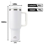 Obiatar H2.0 Tumbler with Handle, Straw & Lid 40 oz Vacuum Double Wall Insulated Stainless Steel Cup| Cup Holder Friendly (White)