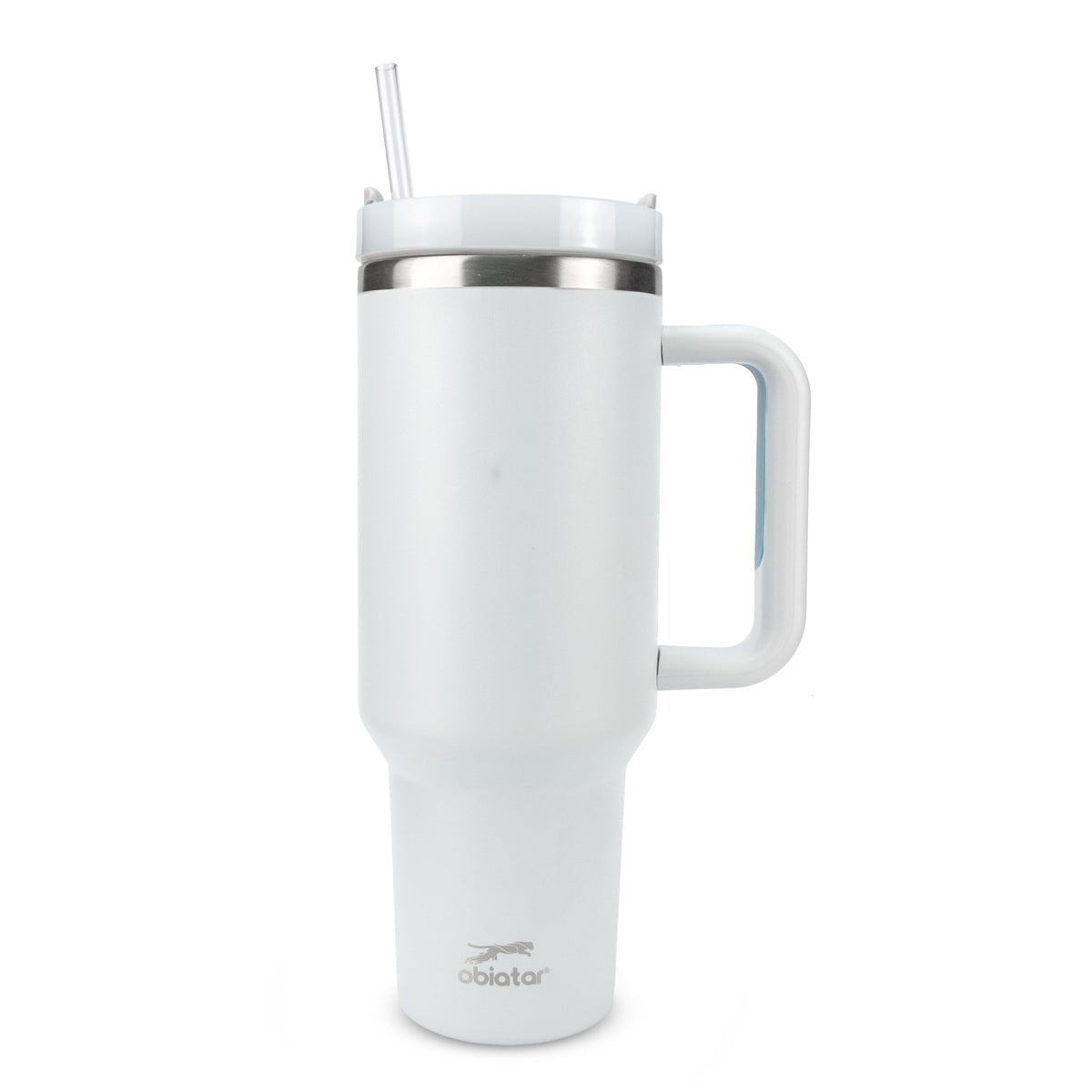 Obiatar H2.0 Tumbler with Handle, Straw & Lid 40 oz Vacuum Double Wall Insulated Stainless Steel Cup| Cup Holder Friendly (Smoke)