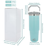 Obiatar 30 oz Tumbler with Handle | Insulated Tumbler with 100% Leak-Proof Lid and Straw | Stainless Steel Vacuum Water Bottle Travel Mug | Keeps Cold & Hot Drink (Light Blue)