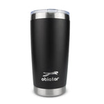 Obiatar 20oz Stainless Steel Tumbler With Lid & 2 Straws | Double-Wall Vacumm Insulated Cup for Cold & hot Drink (Black)