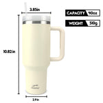 Obiatar H2.0 Tumbler with Handle, Straw & Lid 40 oz Vacuum Double Wall Insulated Stainless Steel Cup| Cup Holder Friendly (Cream)