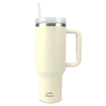 Obiatar H2.0 Tumbler with Handle, Straw & Lid 40 oz Vacuum Double Wall Insulated Stainless Steel Cup| Cup Holder Friendly (Cream)