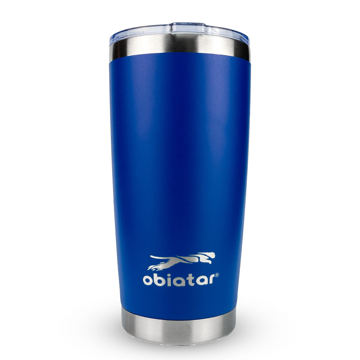 Obiatar 20oz Stainless Steel Tumbler With Lid & 2 Straws | Double-Wall Vacumm Insulated Cup for Cold & hot Drink (Dark Blue)