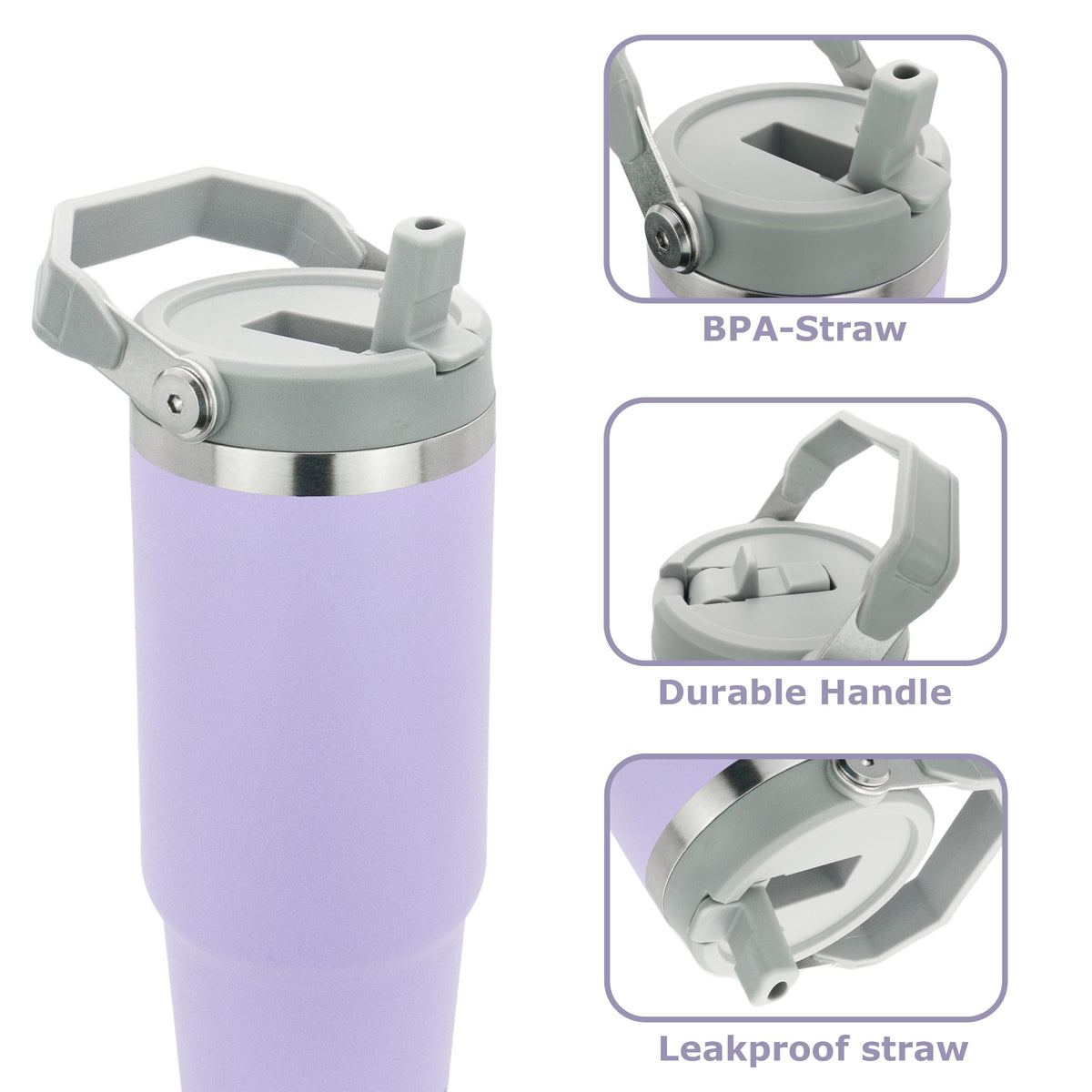 Obiatar 30 oz Tumbler with Handle | Insulated Tumbler with 100% Leak-Proof Lid and Straw | Stainless Steel Vacuum Water Bottle Travel Mug | Keeps Cold & Hot Drink