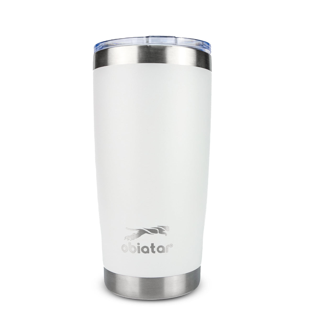 Obiatar 20oz Stainless Steel Tumbler With Lid & 2 Straws | Double-Wall Vacumm Insulated Cup for Cold & hot Drink (White)