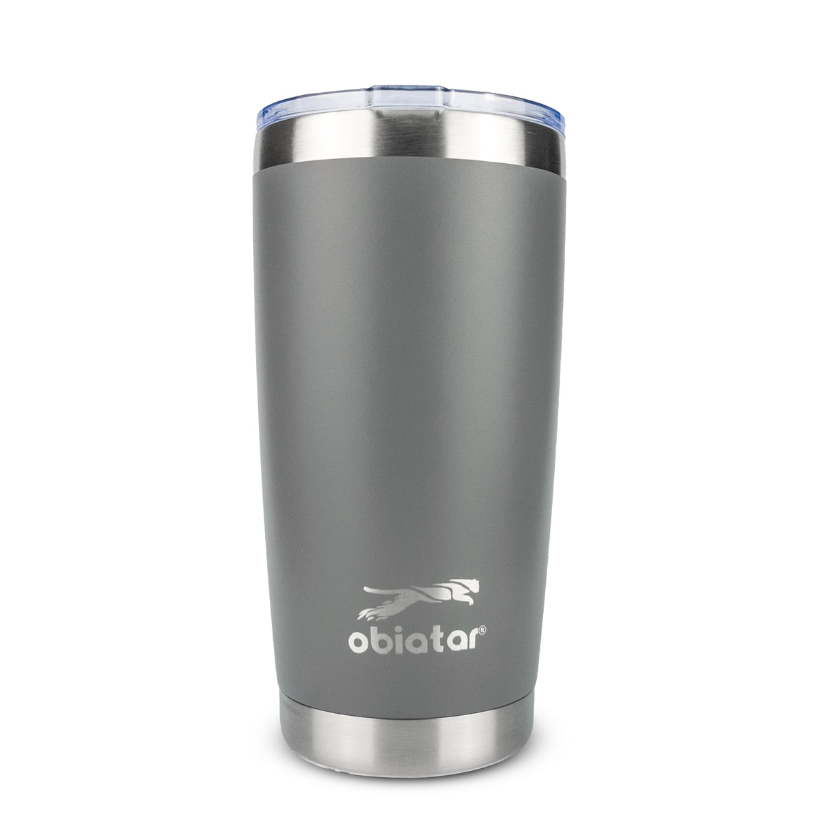 Obiatar 20oz Stainless Steel Tumbler With Lid & 2 Straws | Double-Wall Vacumm Insulated Cup for Cold & hot Drink (Gray)