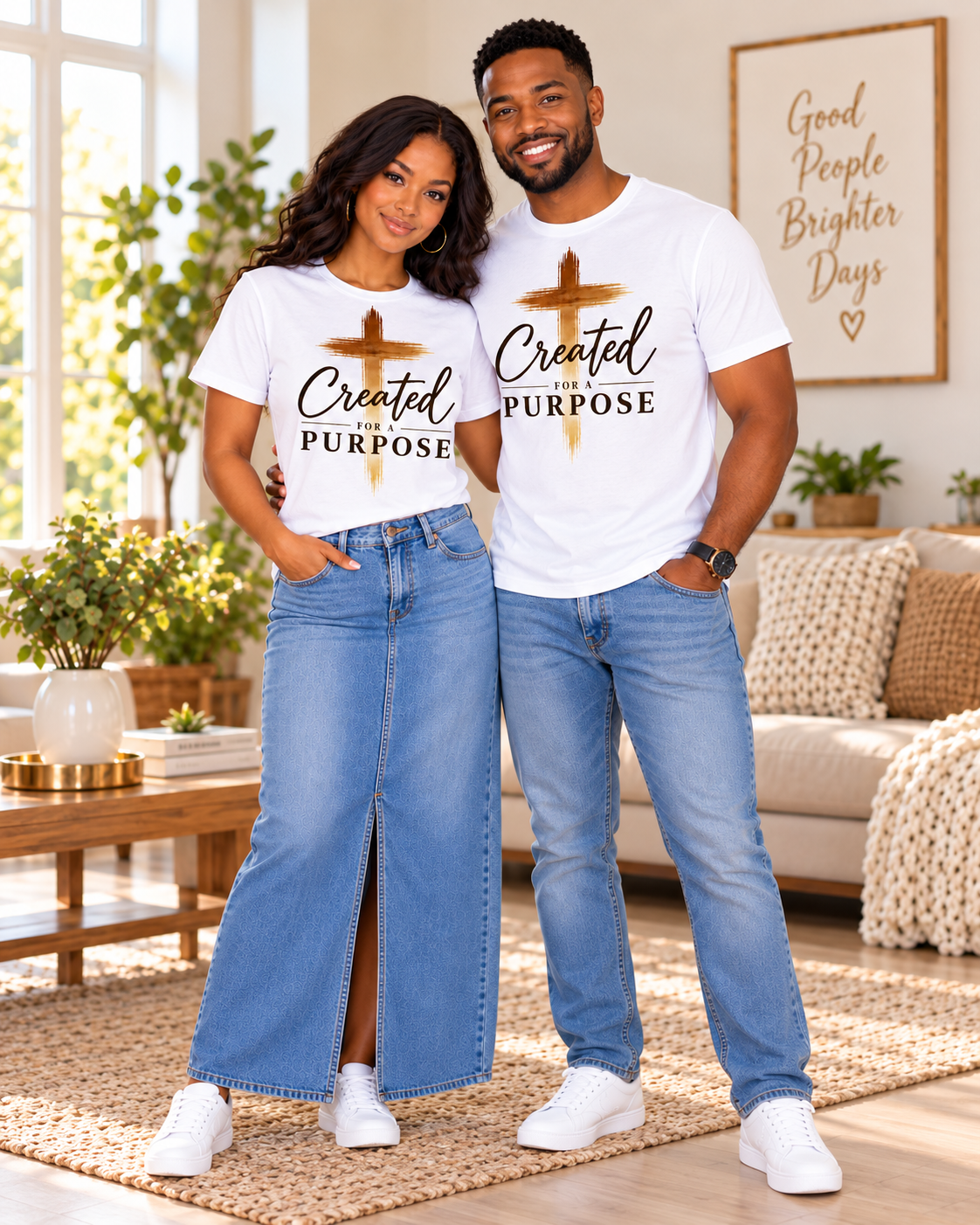 Created for a Purpose Unisex Christian Graphic T-Shirt– Faith Inspired Cross Tee