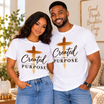 Created for a Purpose Unisex Christian Graphic T-Shirt– Faith Inspired Cross Tee