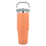 Obiatar 30 oz Tumbler with Handle | Insulated Tumbler with 100% Leak-Proof Lid and Straw | Stainless Steel Vacuum Water Bottle Travel Mug | Keeps Cold & Hot Drink (Orange)