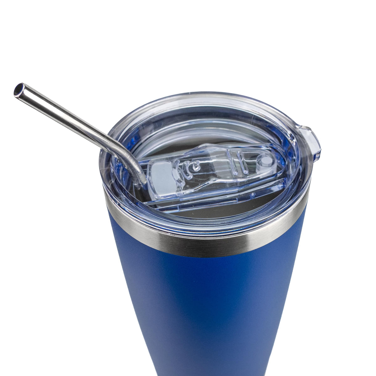 Obiatar 20oz Stainless Steel Tumbler With Lid & 2 Straws | Double-Wall Vacumm Insulated Cup for Cold & hot Drink (Dark Blue)