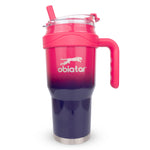 Obiatar 40oz Insulated Tumbler with Handle, Stainless Steel, Double Wall Vacuum Sealed, Leak-Proof Straw Lid (Red/Blue)