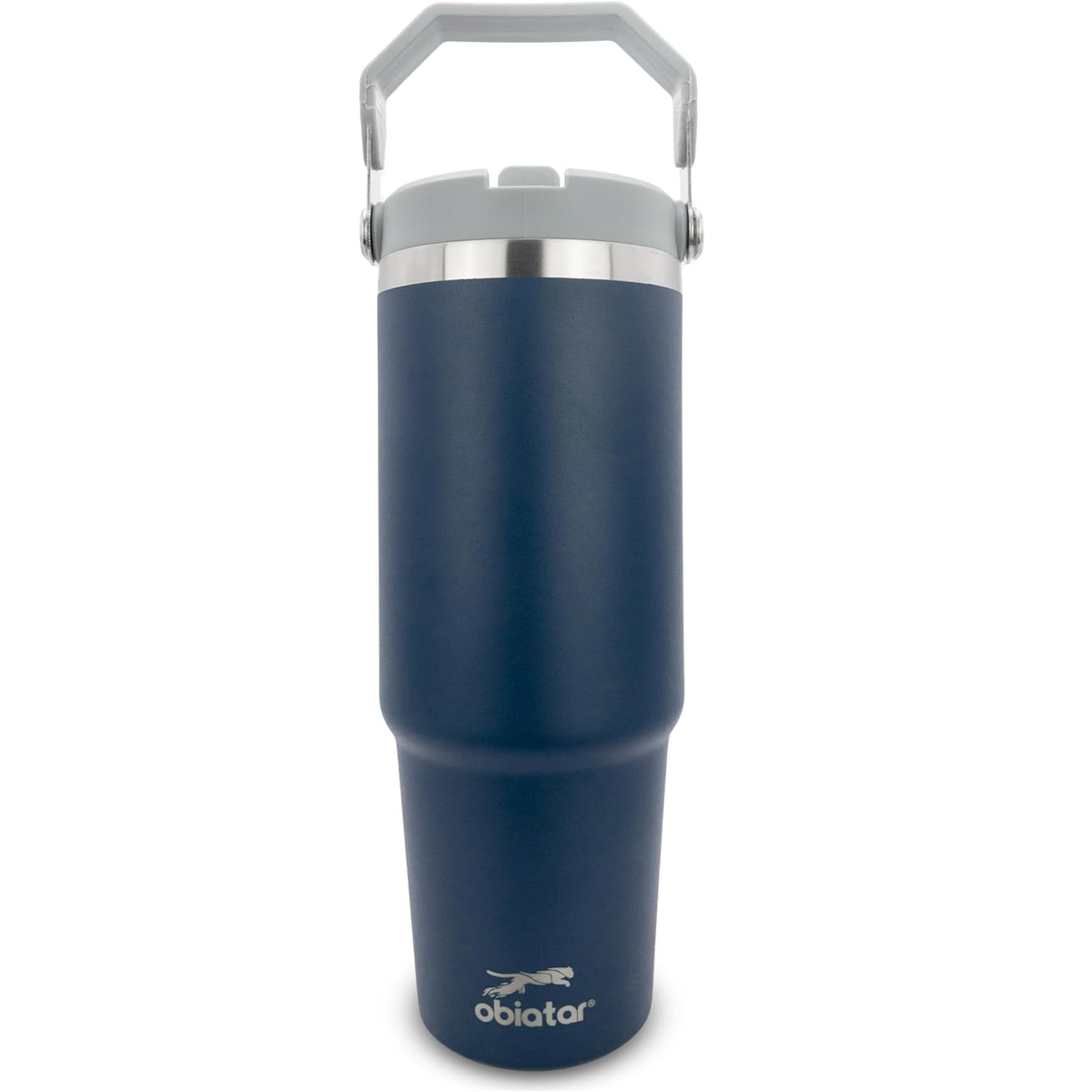 Obiatar 30 oz Tumbler with Handle | Insulated Tumbler with 100% Leak-Proof Lid and Straw | Stainless Steel Vacuum Water Bottle Travel Mug | Keeps Cold & Hot Drink (Navy Blue)