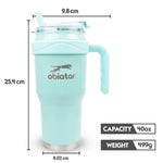Obiatar 40oz Insulated Tumbler with Handle, Stainless Steel, Double Wall Vacuum Sealed, Leak-Proof Straw Lid