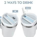 Obiatar H2.0 Tumbler with Handle, Straw & Lid 40 oz Vacuum Double Wall Insulated Stainless Steel Cup| Cup Holder Friendly (Smoke)