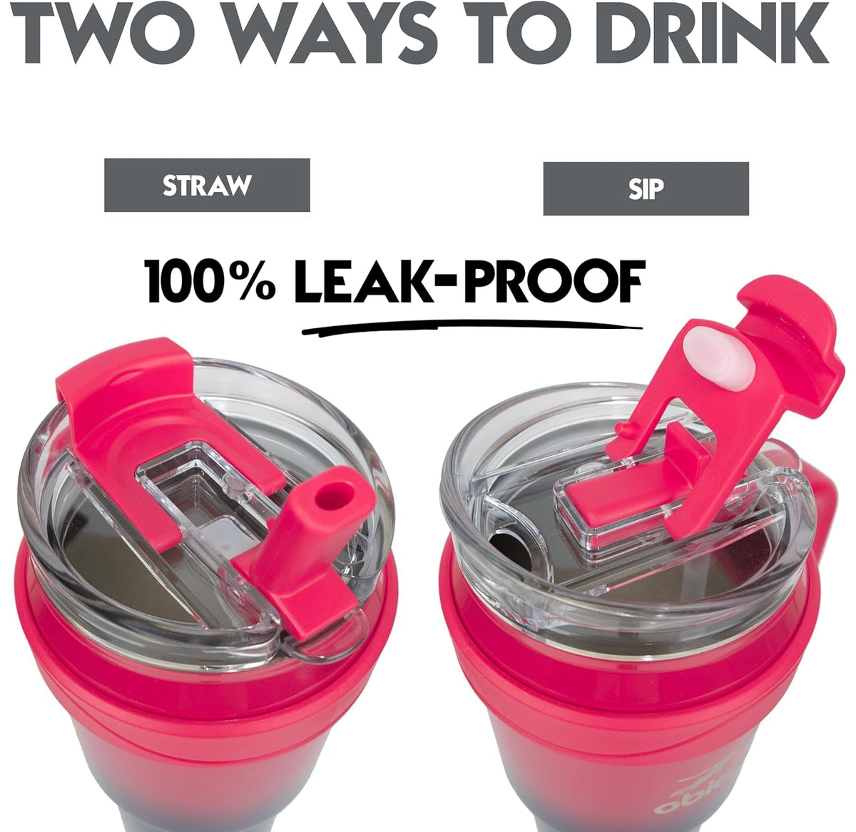 Obiatar 40oz Insulated Tumbler with Handle, Stainless Steel, Double Wall Vacuum Sealed, Leak-Proof Straw Lid (Red/Blue)