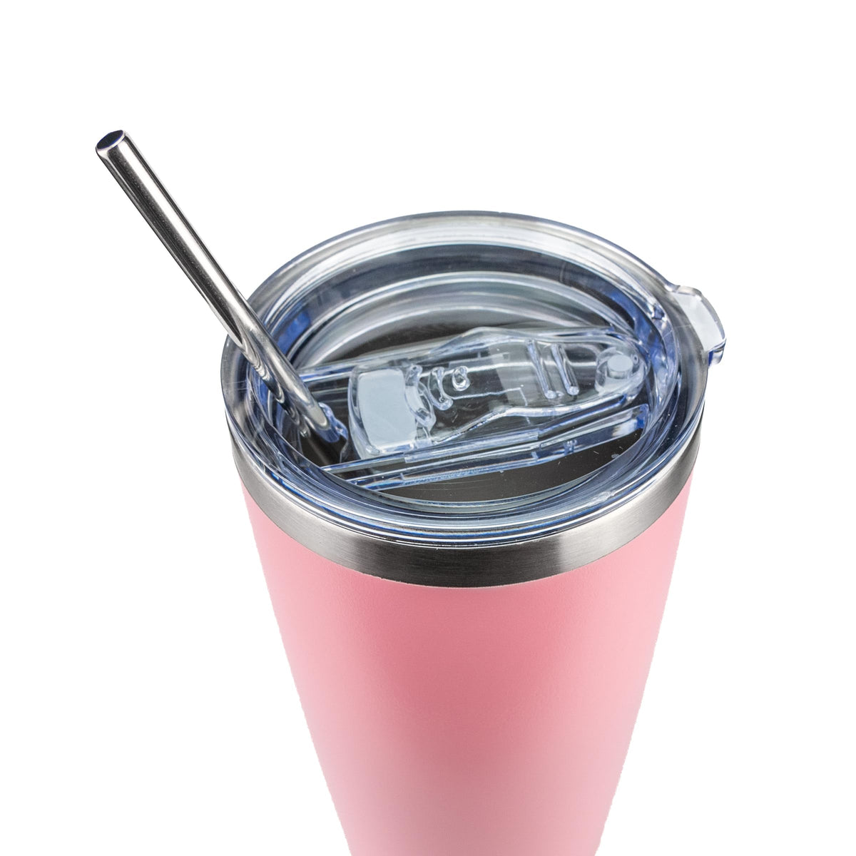 Obiatar 20oz Stainless Steel Tumbler With Lid & 2 Straws | Double-Wall Vacumm Insulated Cup for Cold & hot Drink (Pink)