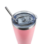 Obiatar 20oz Stainless Steel Tumbler With Lid & 2 Straws | Double-Wall Vacumm Insulated Cup for Cold & hot Drink (Pink)