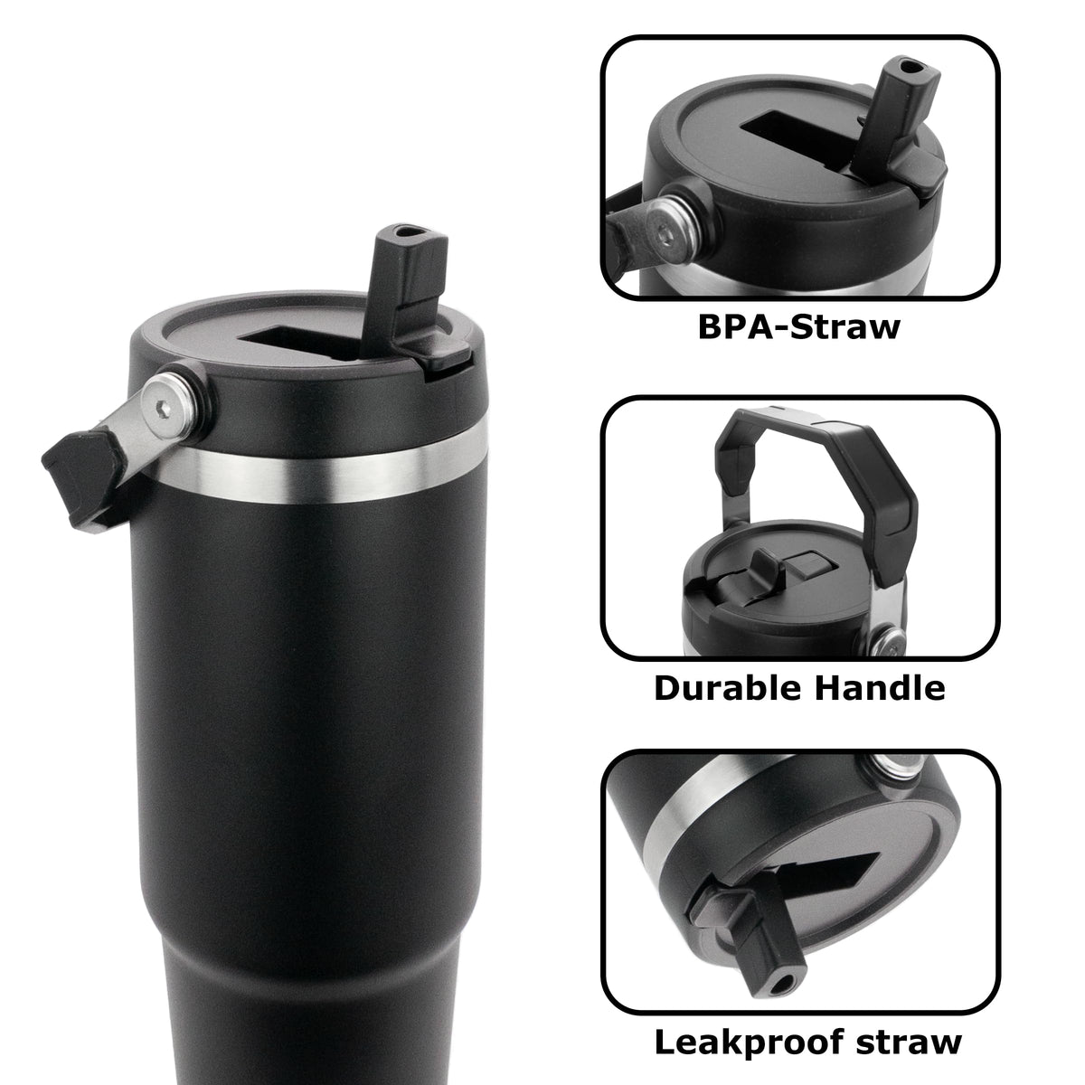 Obiatar 30 oz Tumbler with Handle | Insulated Tumbler with 100% Leak-Proof Lid and Straw | Stainless Steel Vacuum Water Bottle Travel Mug | Keeps Cold & Hot Drink