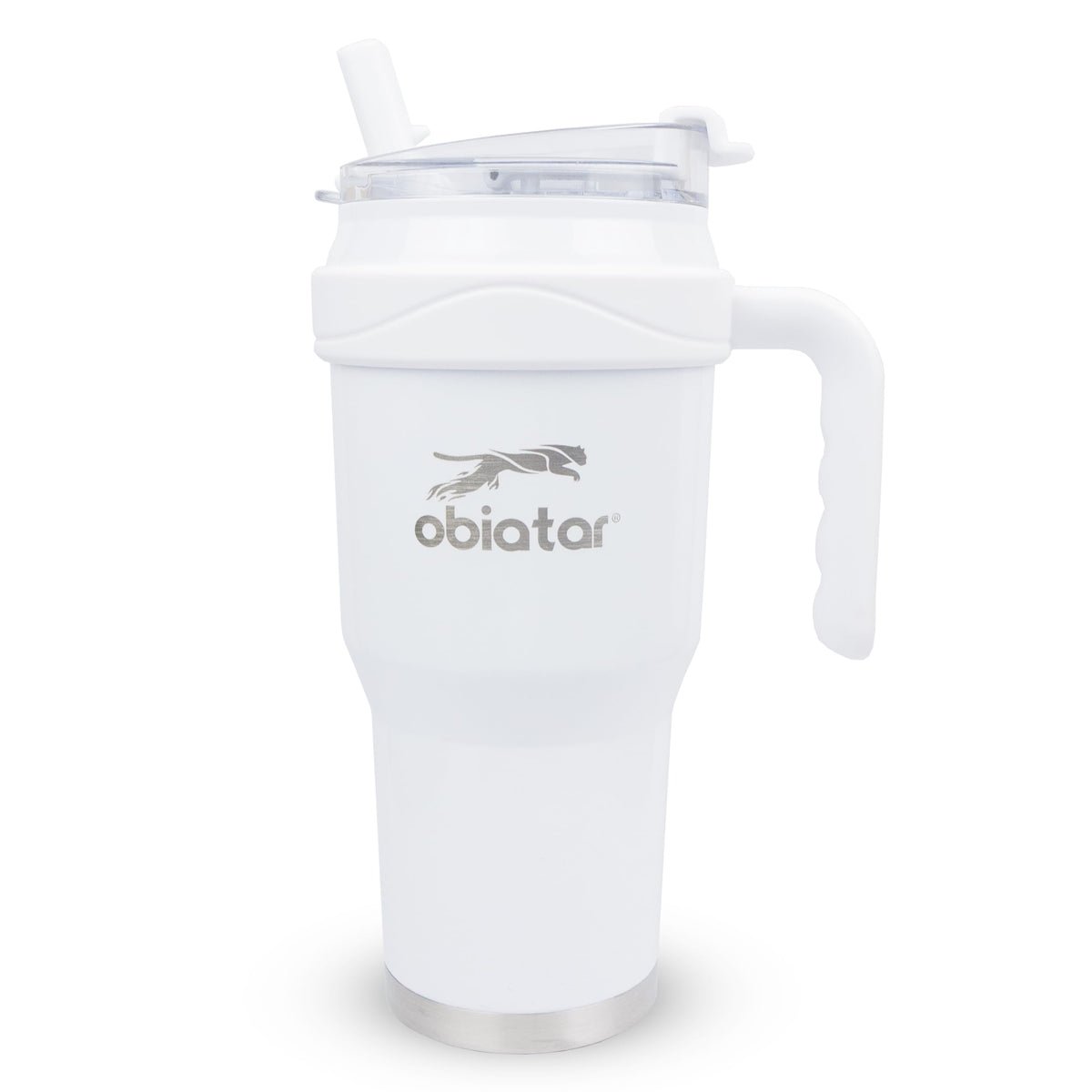 Obiatar 40oz Insulated Tumbler with Handle, Stainless Steel, Double Wall Vacuum Sealed, Leak-Proof Straw Lid