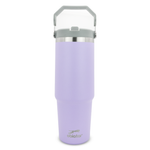 30 oz Tumbler with Handle | Insulated Tumbler with Lid and Straw | Stainless Steel Vacuum Water Bottle Travel Mug | Keeps Cold & Hot Drink (Lavender)