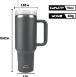Obiatar H2.0 Tumbler with Handle, Straw & Lid 40 oz Vacuum Double Wall Insulated Stainless Steel Cup| Cup Holder Friendly (Dark Gray)