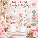 Mama Loved Beyond Measure 40oz Tumbler – Floral Mom Gift with Handle & Straw