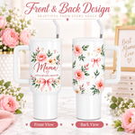 Mama Loved Beyond Measure 40oz Tumbler – Floral Mom Gift with Handle & Straw