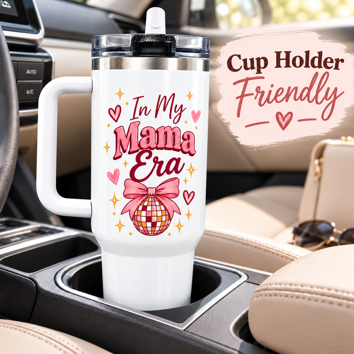 "In My Mama Era" 40oz Sublimation Tumbler | Leak-Proof Flip Straw & Stainless Steel Travel Mug