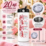 MAMA Definition 20 oz Tumbler for Mom – Insulated Travel Cup with Handle & Flip Straw