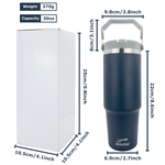 Obiatar 30 oz Tumbler with Handle | Insulated Tumbler with 100% Leak-Proof Lid and Straw | Stainless Steel Vacuum Water Bottle Travel Mug | Keeps Cold & Hot Drink (Navy Blue)