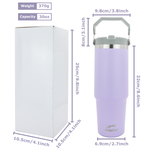 30 oz Tumbler with Handle | Insulated Tumbler with Lid and Straw | Stainless Steel Vacuum Water Bottle Travel Mug | Keeps Cold & Hot Drink (Lavender)