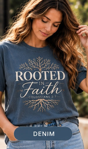 Rooted in Faith denim model lifestyle mockup