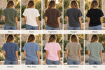 Redeemed plain back shirt mockups in Moss Ivory Espresso Pepper Black Denim Blue Jean Blossom Sandstone Bay