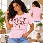 Walk by Faith blossom model shirt front and plain back