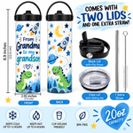 From Grandma to My Grandson" Outer Space & Dinosaur 20oz Insulated Tumbler | Gift for Grandson