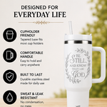 Be Still & Know Christian Tumbler – Psalm 46:10 Faith-Inspired Insulated Cup with Handle & Straw