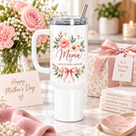 Mama Loved Beyond Measure 40oz Tumbler – Floral Mom Gift with Handle & Straw