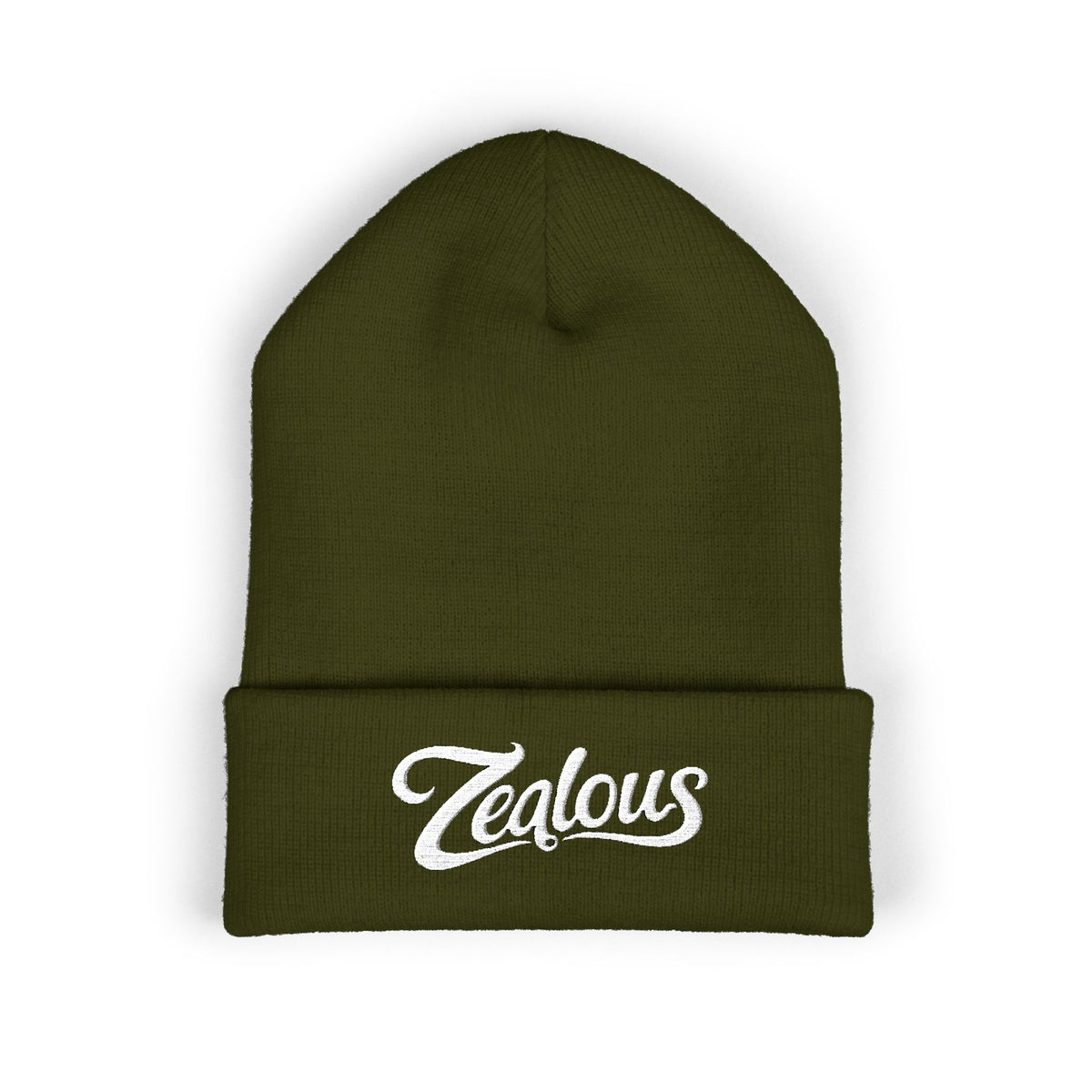 Zealous Embroidered Cuffed Beanie — Classic Winter Knit Hat