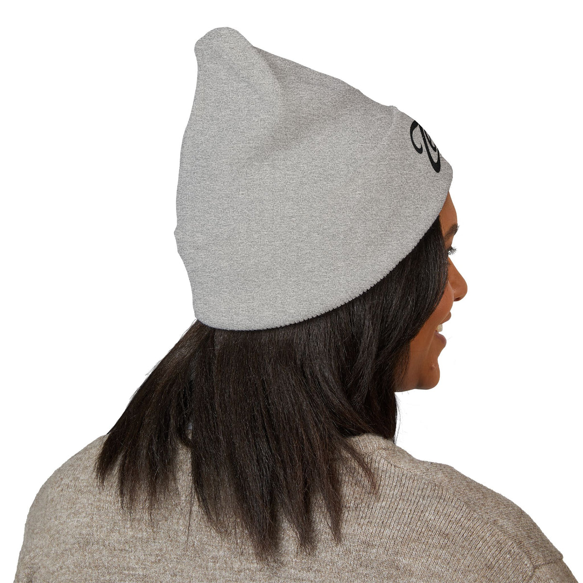 Zealous Embroidered Cuffed Beanie — Classic Winter Knit Hat (Black)