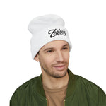 Zealous Embroidered Cuffed Beanie — Classic Winter Knit Hat (Black)