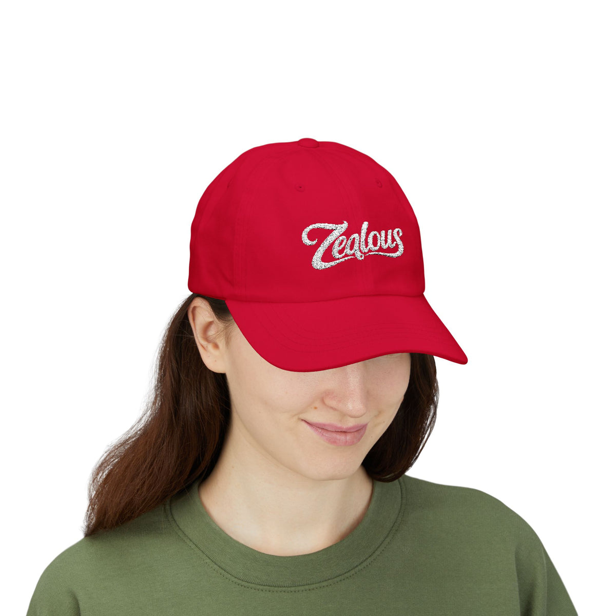 Zealous Classic Dad Cap — Vintage Brass Closure Cotton Baseball Hat (White)