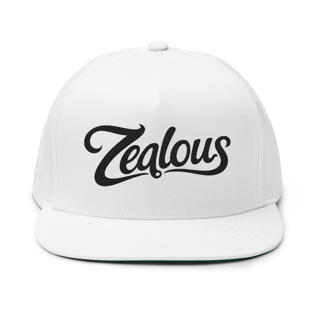 Zealous Embroidered Flat Bill Cap (Black)