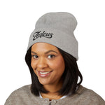 Zealous Embroidered Cuffed Beanie — Classic Winter Knit Hat (Black)