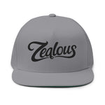Zealous Embroidered Flat Bill Cap (Black)
