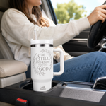 Be Still & Know Christian Tumbler – Psalm 46:10 Faith-Inspired Insulated Cup with Handle & Straw