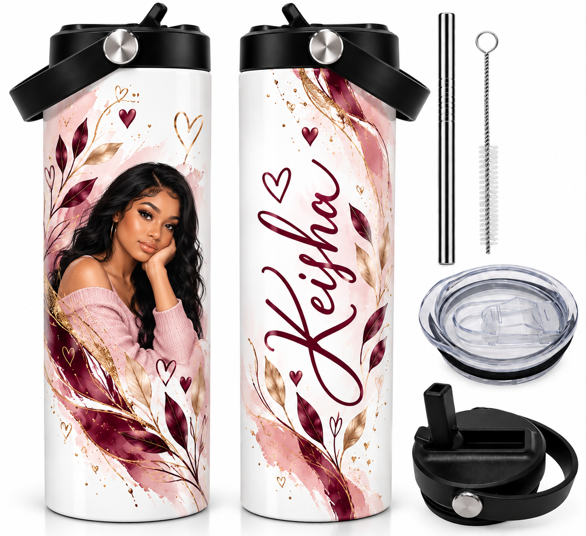 Custom Photo Travel Mug with Handle - Personalized Insulated Tumbler