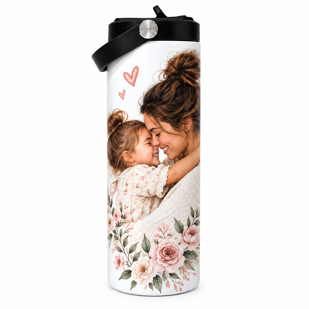 Custom Photo Travel Mug with Handle - Personalized Insulated Tumbler